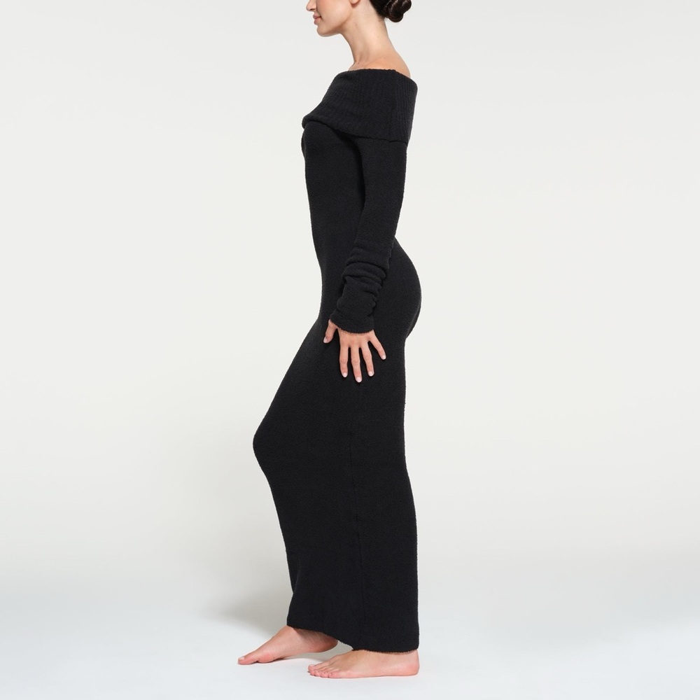 NWT Skims cozy knit off the shoulder dress - black onyx medium - Picture 2 of 9